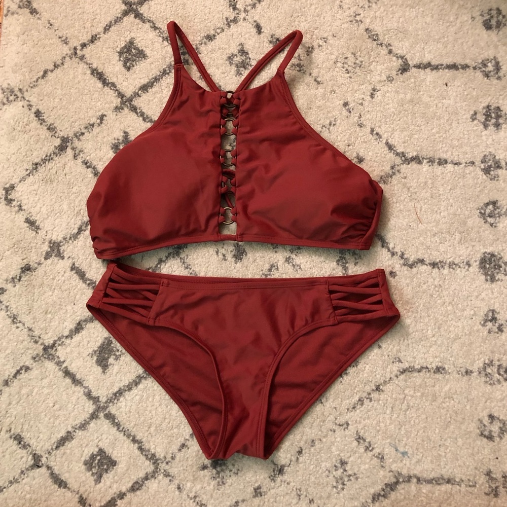 Rust Colored Bikini with Metal Details